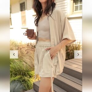 Oddbird XS Ivory Eco Satin Kardes Loungewear Set